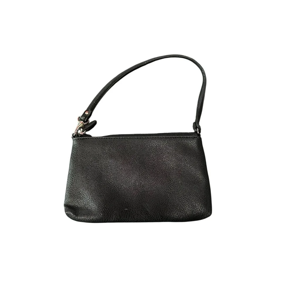 nicole small‎ black wristlet top handle clutch purse bag wallet 5x8 inches